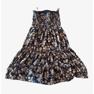 Express Strapless Cotton Festival Floral Blue Modal Dress – Small